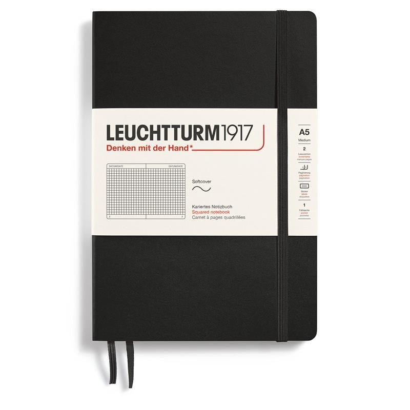 Rutad skrivbok Lt A5 Mjuk pärm Black - 1 - Leuchtturm1917 - Tidformera