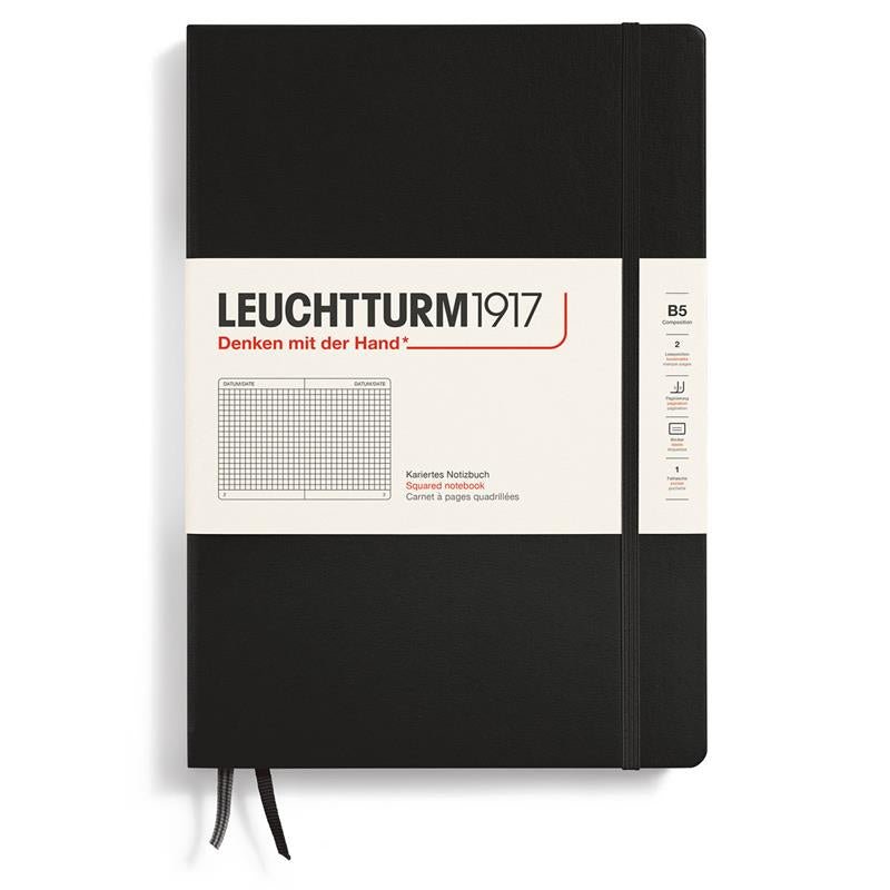 Rutad skrivbok Lt B5 Hård pärm Black - 1 - Leuchtturm1917 - Tidformera