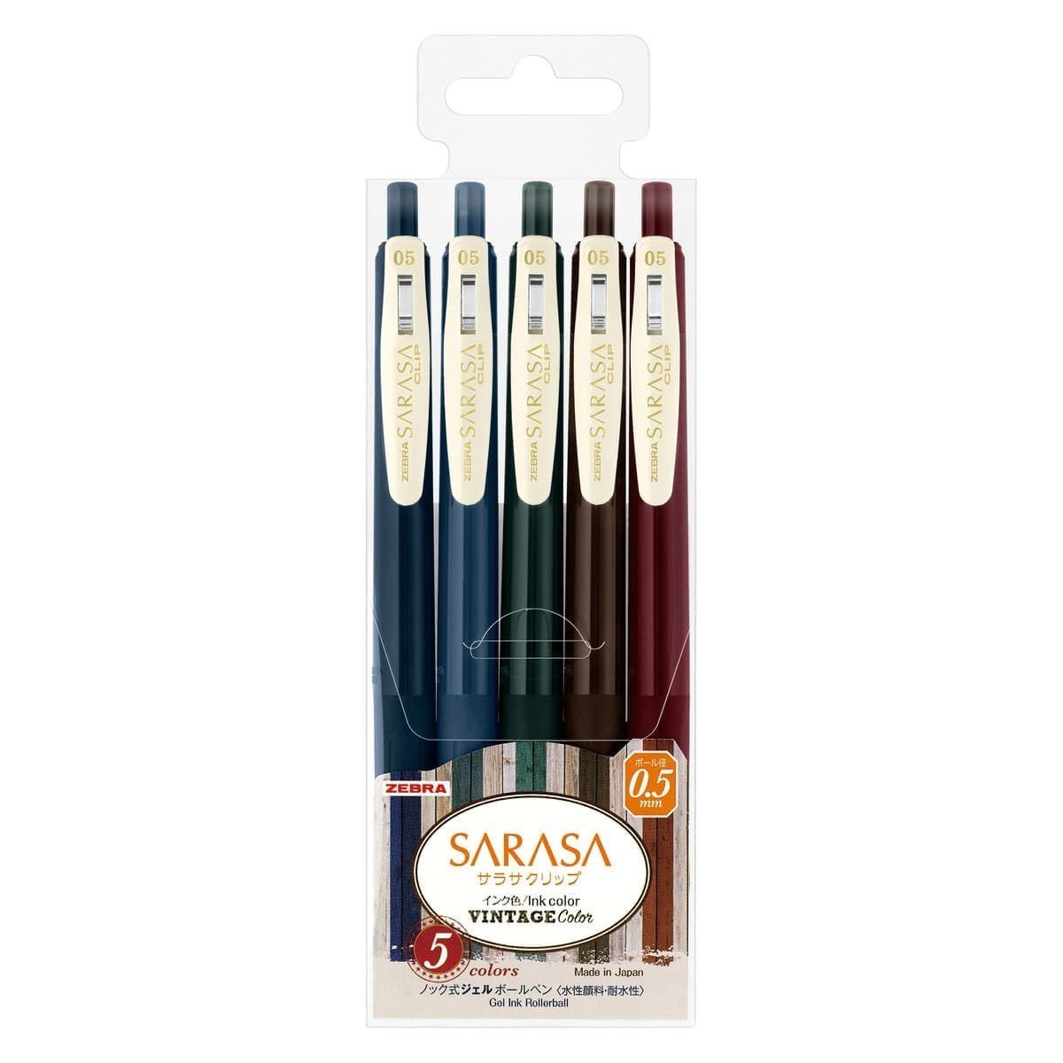 Sarasa Clip Vintage color Set 5 - pack - No.1 - 1 - Zebra - Tidformera
