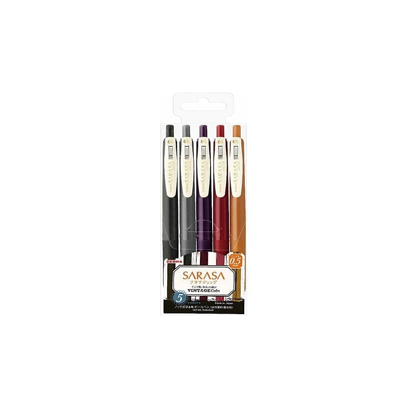 Sarasa Clip Vintage color Set 5 - pack - No.2 - 3 - Zebra - Tidformera