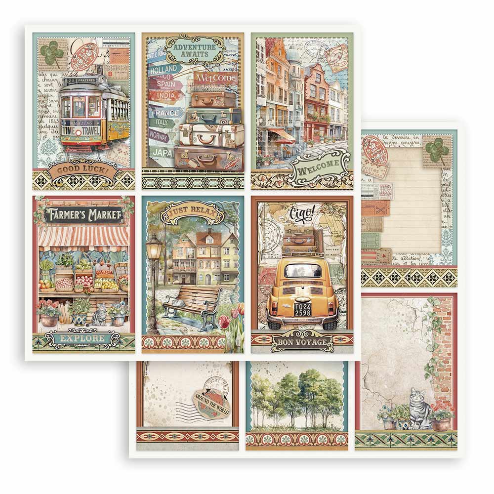 Scrapbookingpapper - Art of Travelling - 6 - Stamperia - Tidformera
