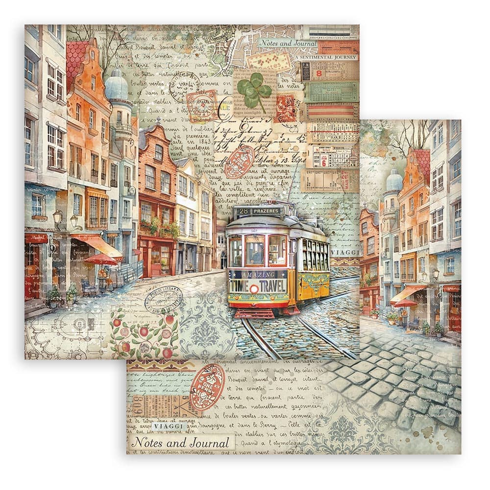Scrapbookingpapper - Art of Travelling - 3 - Stamperia - Tidformera