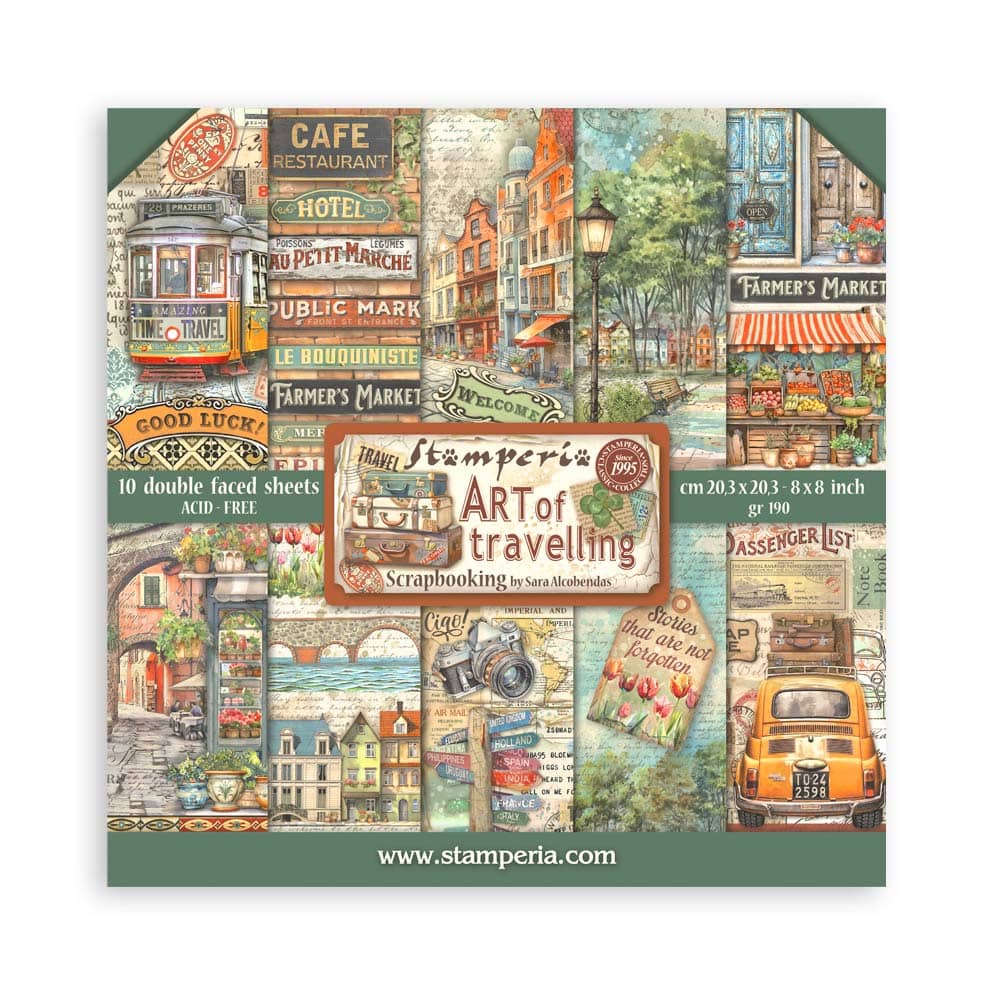 Scrapbookingpapper - Art of Travelling - 1 - Stamperia - Tidformera
