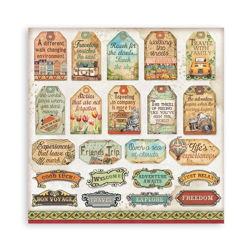 Scrapbookingpapper - Art of Travelling - 2 - Stamperia - Tidformera