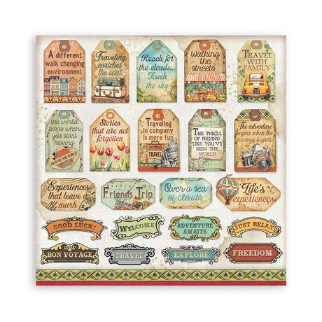 Scrapbookingpapper - Art of Travelling - 2 - Stamperia - Tidformera