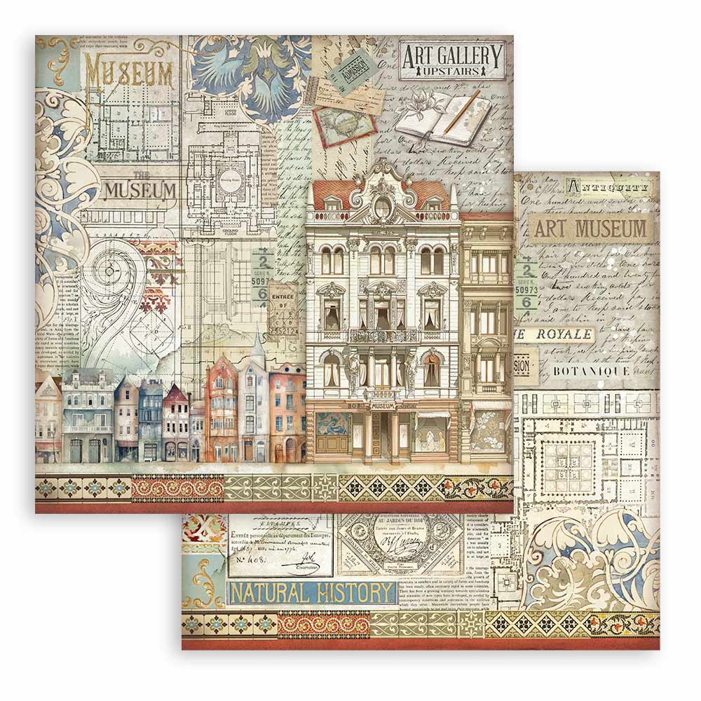 Scrapbookingpapper - Art of Travelling - 7 - Stamperia - Tidformera