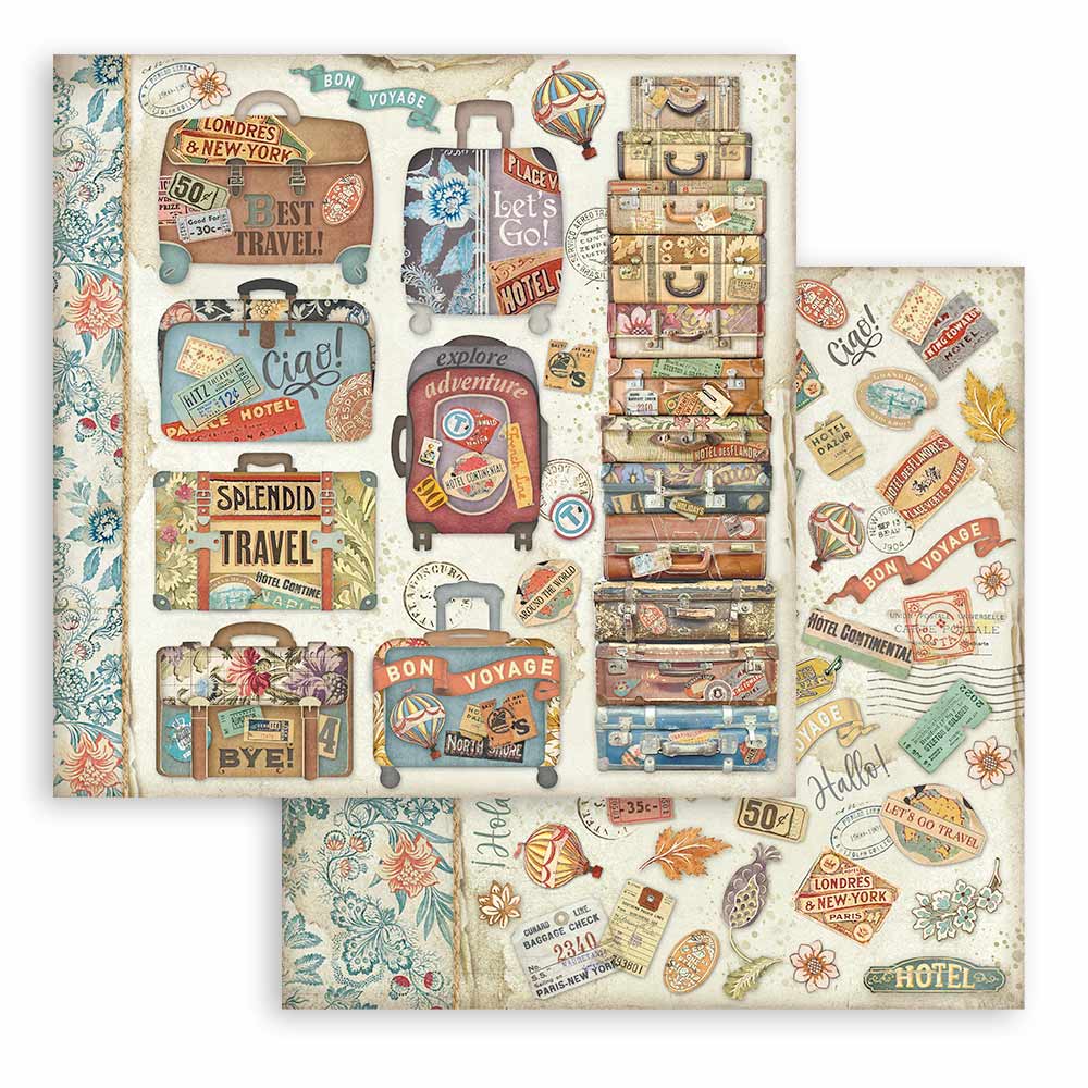 Scrapbookingpapper - Art of Travelling - 11 - Stamperia - Tidformera