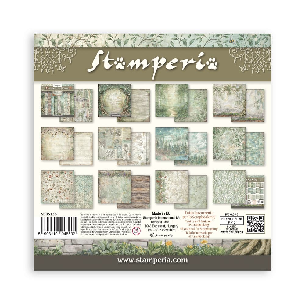 Scrapbookingpapper - Backgrounds - Herbarium Silvae - 12 - Stamperia - Tidformera
