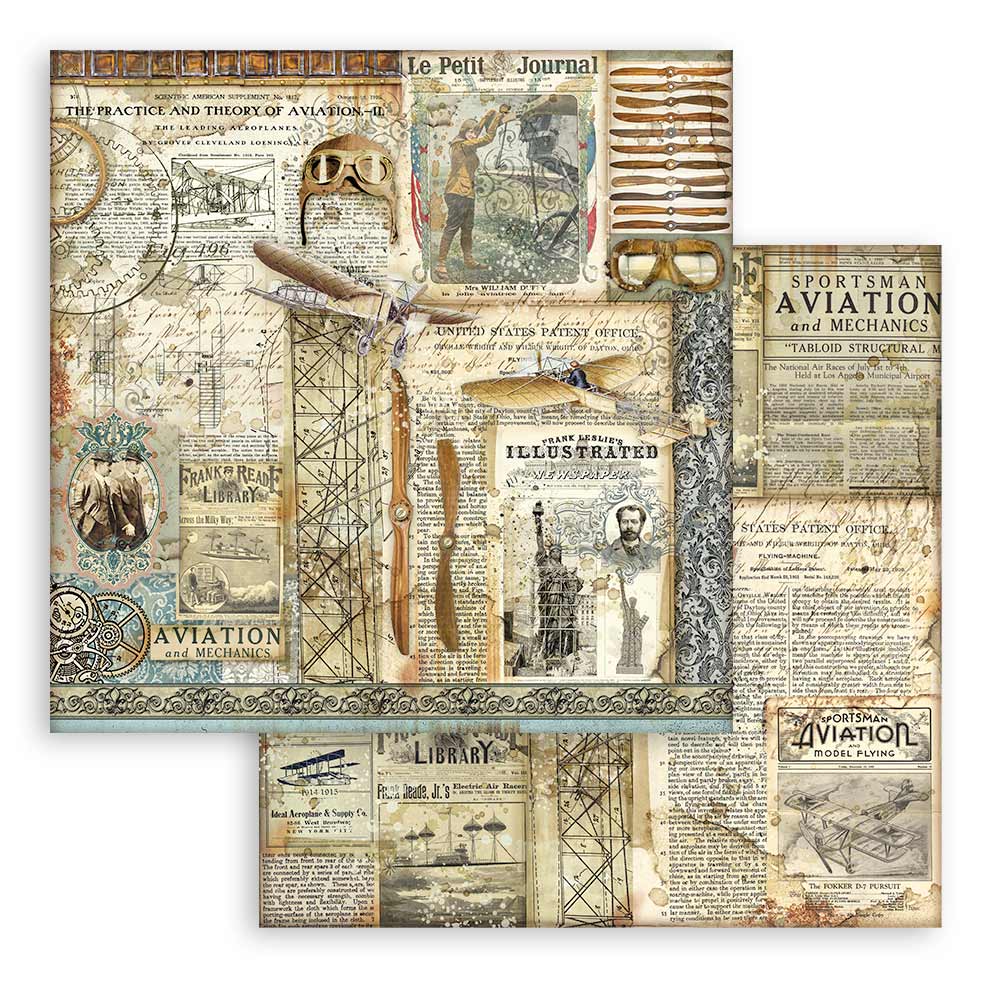 Scrapbookingpapper - Backgrounds - Sir Vagabond Aviator - 16 - Stamperia - Tidformera