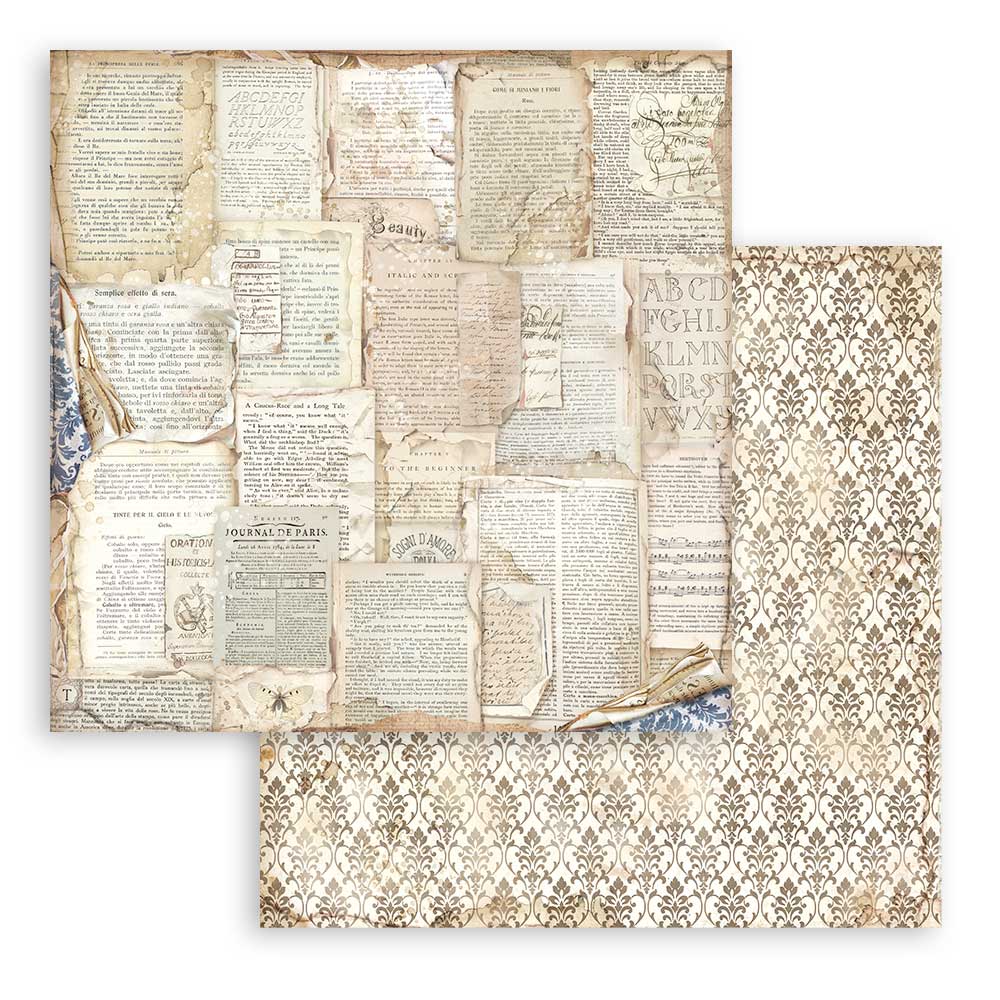 Scrapbookingpapper - Backgrounds - Vintage Library - 5 - Stamperia - Tidformera