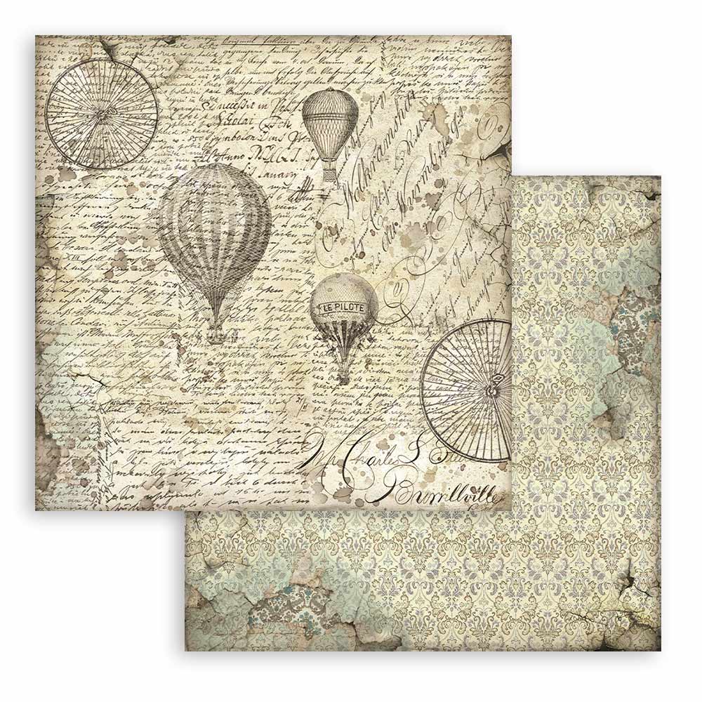 Scrapbookingpapper - Backgrounds - Voyages Fantastiques - 15 - Stamperia - Tidformera