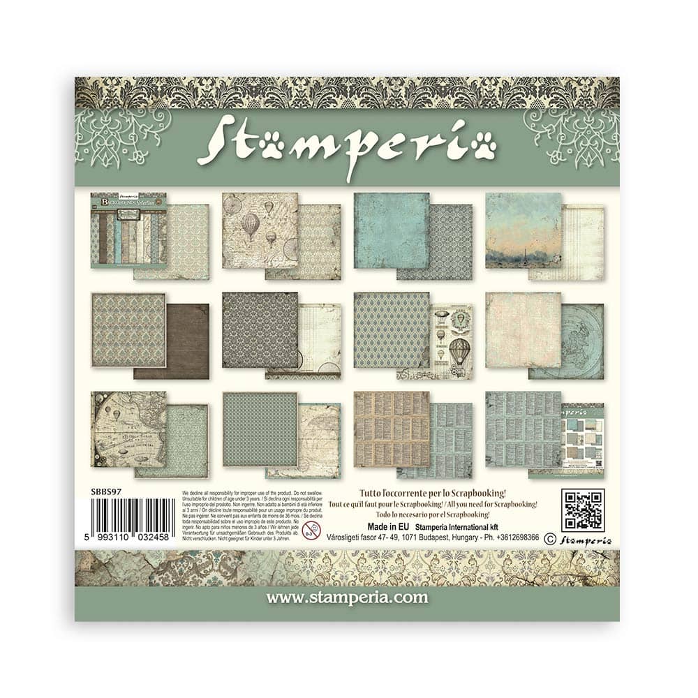 Scrapbookingpapper - Backgrounds - Voyages Fantastiques - 3 - Stamperia - Tidformera