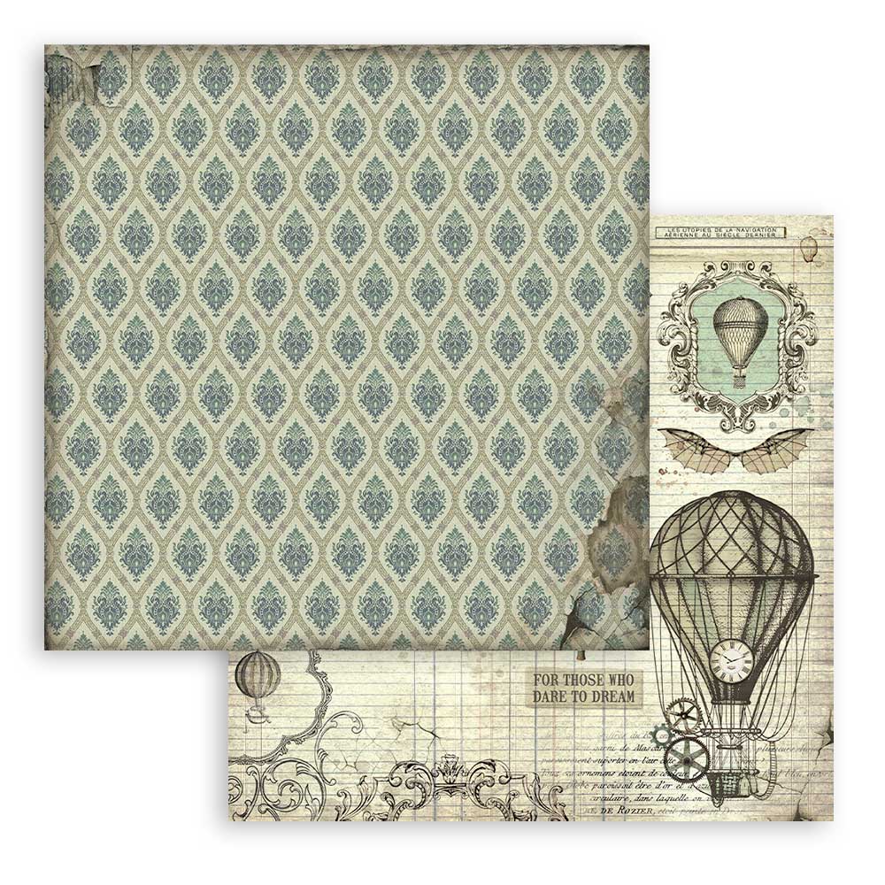 Scrapbookingpapper - Backgrounds - Voyages Fantastiques - 8 - Stamperia - Tidformera