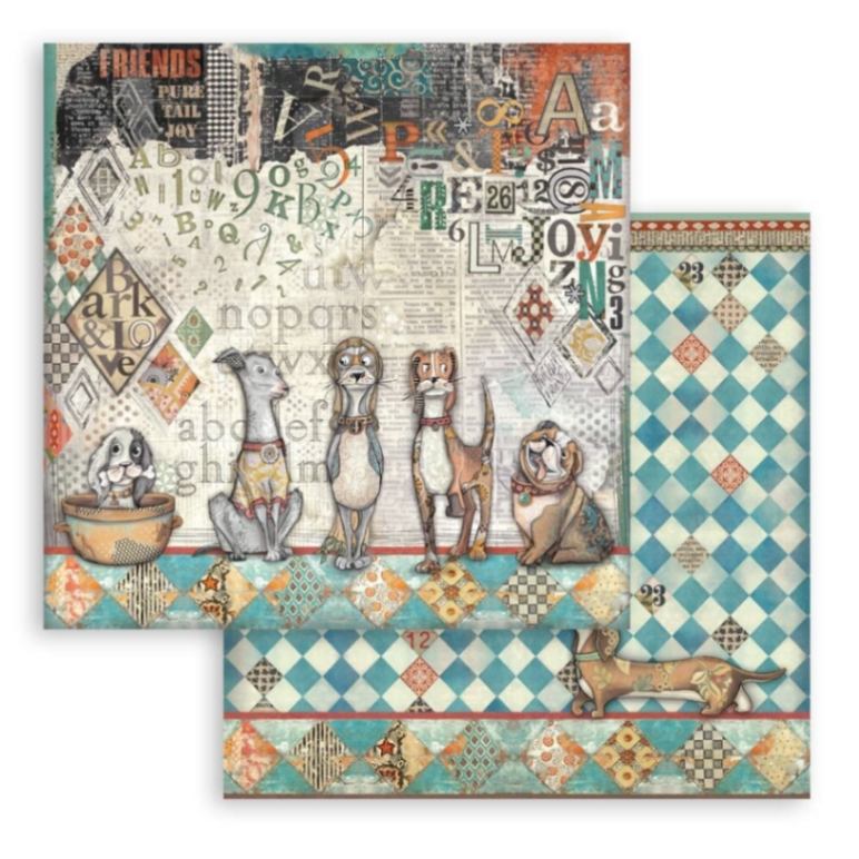 Scrapbookingpapper - Double faced - Furry Friends - 7 - Stamperia - Tidformera