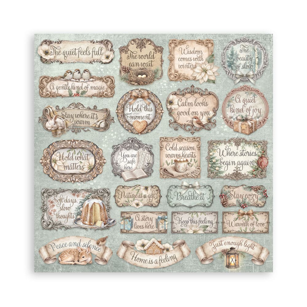 Scrapbookingpapper - Double faced - White Christmas - 3 - Stamperia - Tidformera