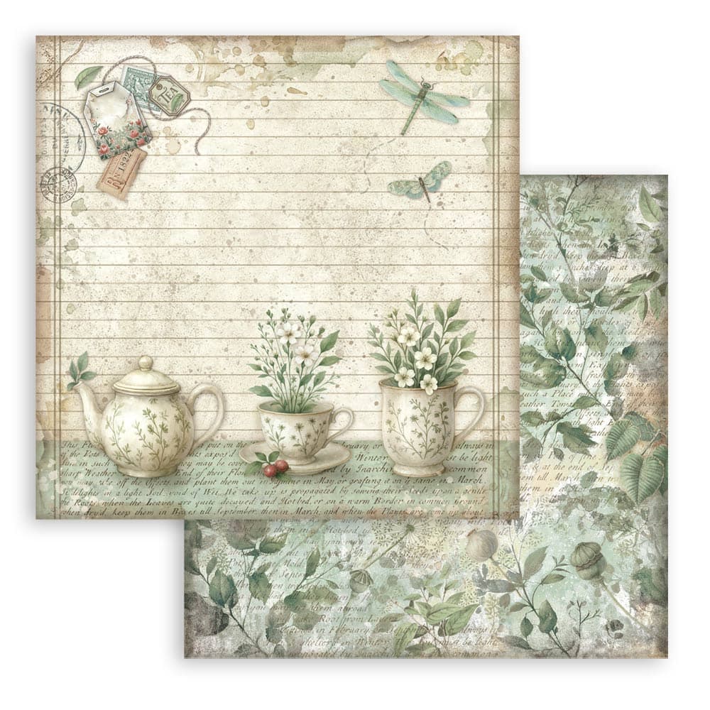 Scrapbookingpapper - Herbarium Silvae - Double faced - 9 - Stamperia - Tidformera