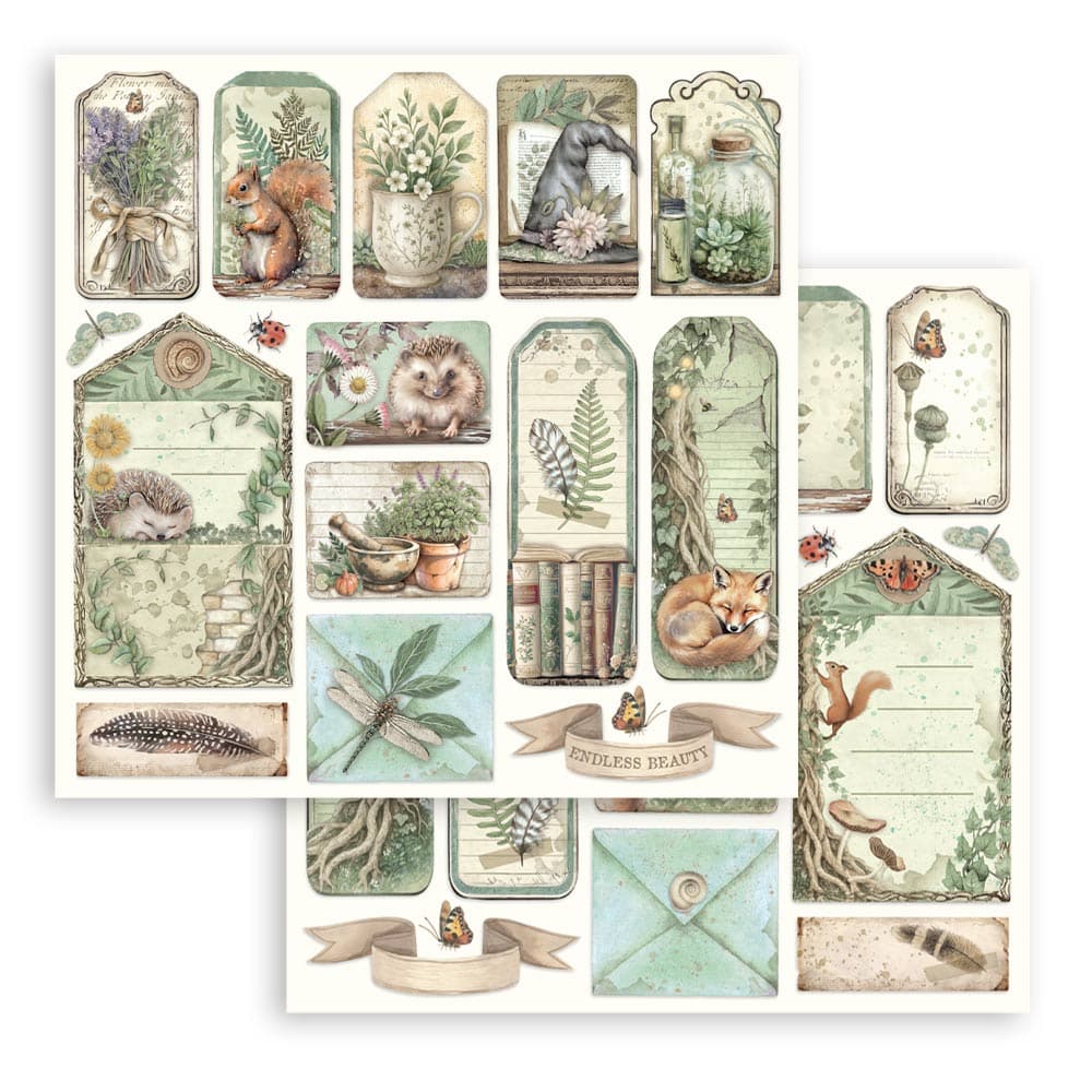 Scrapbookingpapper - Herbarium Silvae - Double faced - 10 - Stamperia - Tidformera