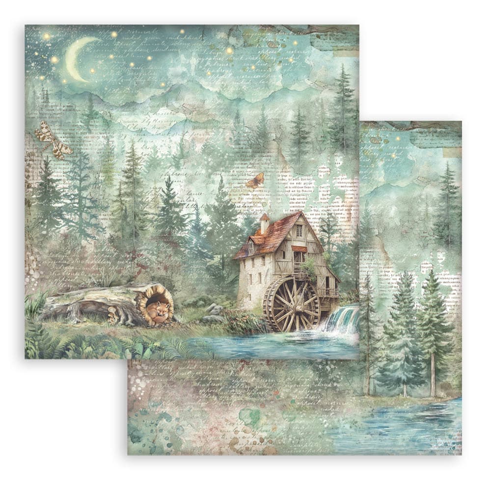 Scrapbookingpapper - Herbarium Silvae - Double faced - 4 - Stamperia - Tidformera