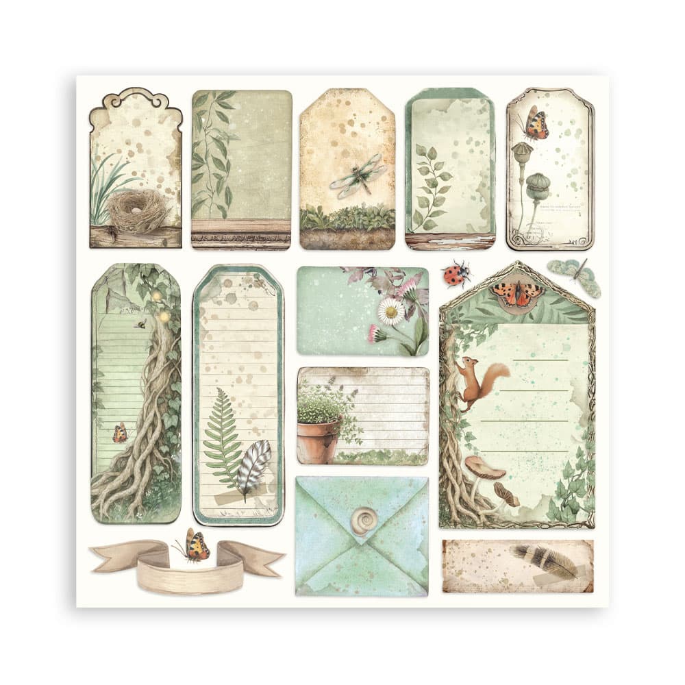 Scrapbookingpapper - Herbarium Silvae - Maxi Pad - 12 - Stamperia - Tidformera