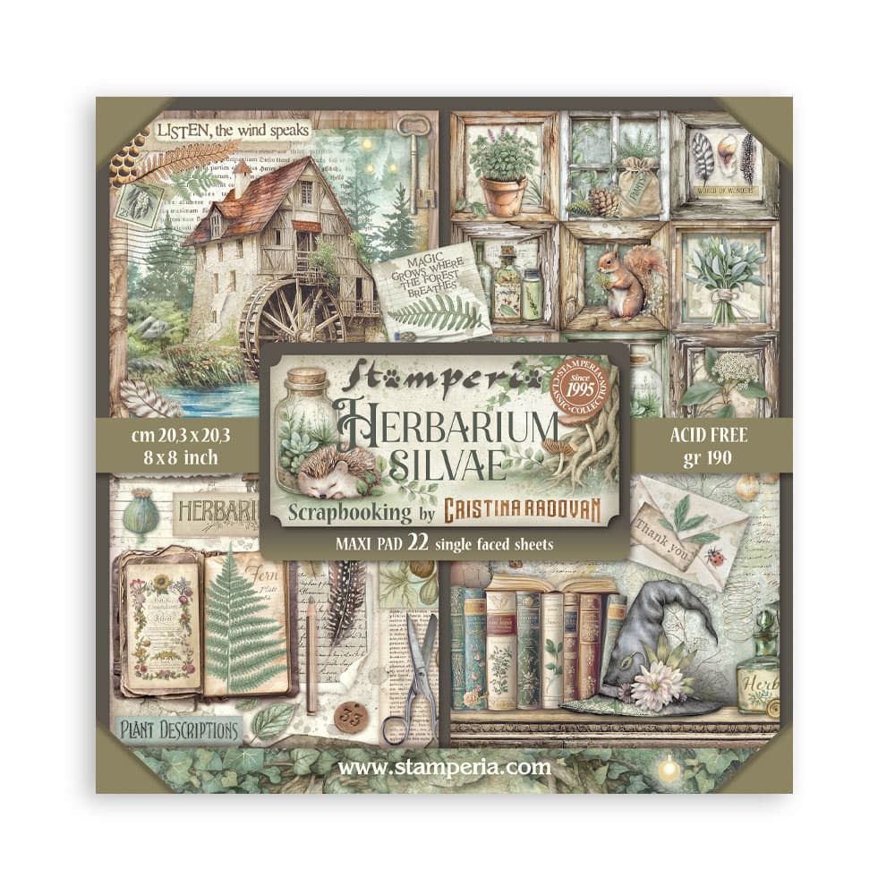 Scrapbookingpapper - Herbarium Silvae - Maxi Pad - 1 - Stamperia - Tidformera