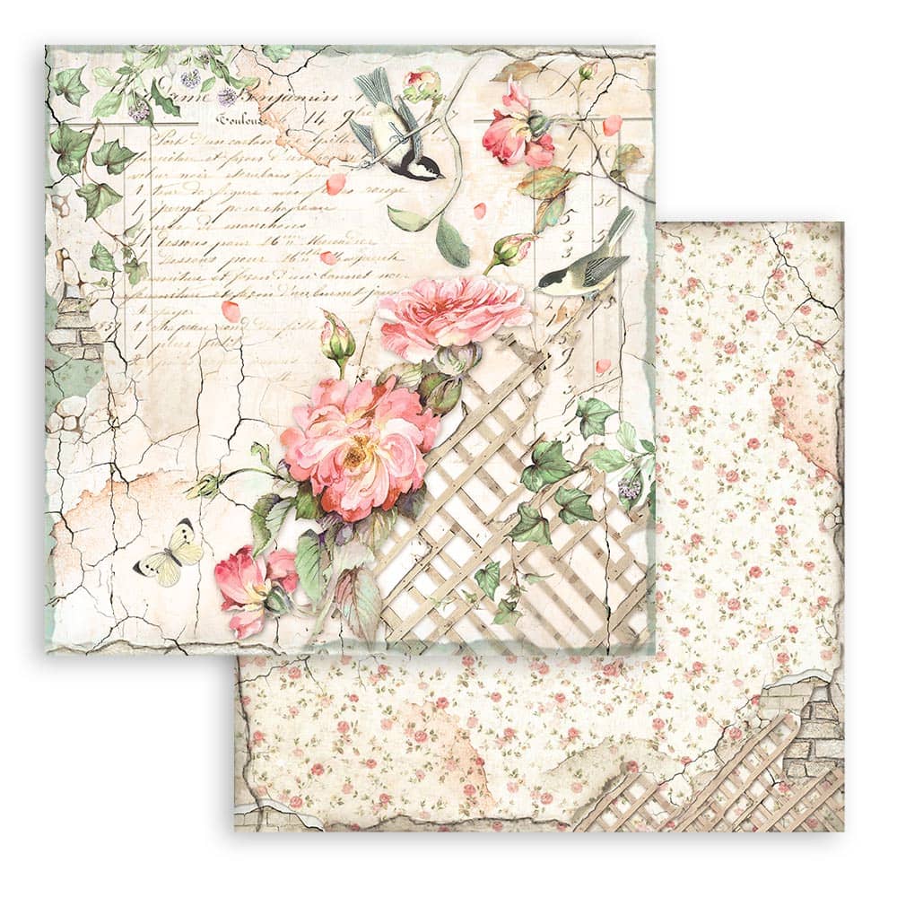 Scrapbookingpapper - House of Roses - Double faced - 8 - Stamperia - Tidformera
