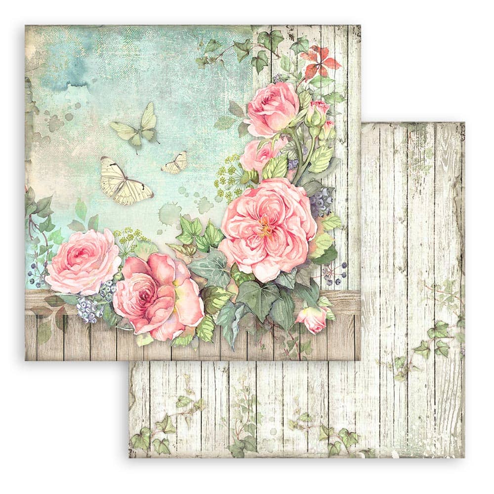Scrapbookingpapper - House of Roses - Double faced - 6 - Stamperia - Tidformera