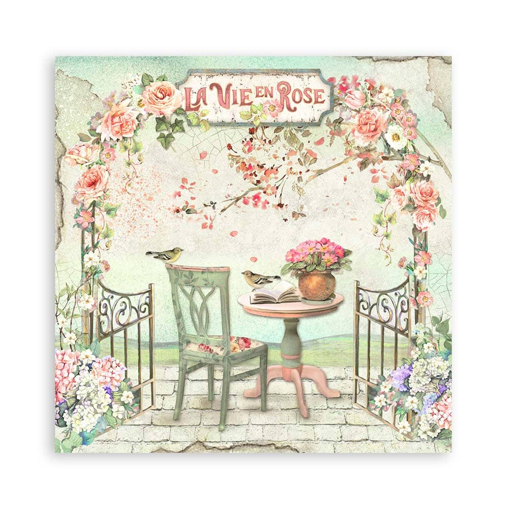 Scrapbookingpapper - House of Roses - Double faced - 3 - Stamperia - Tidformera