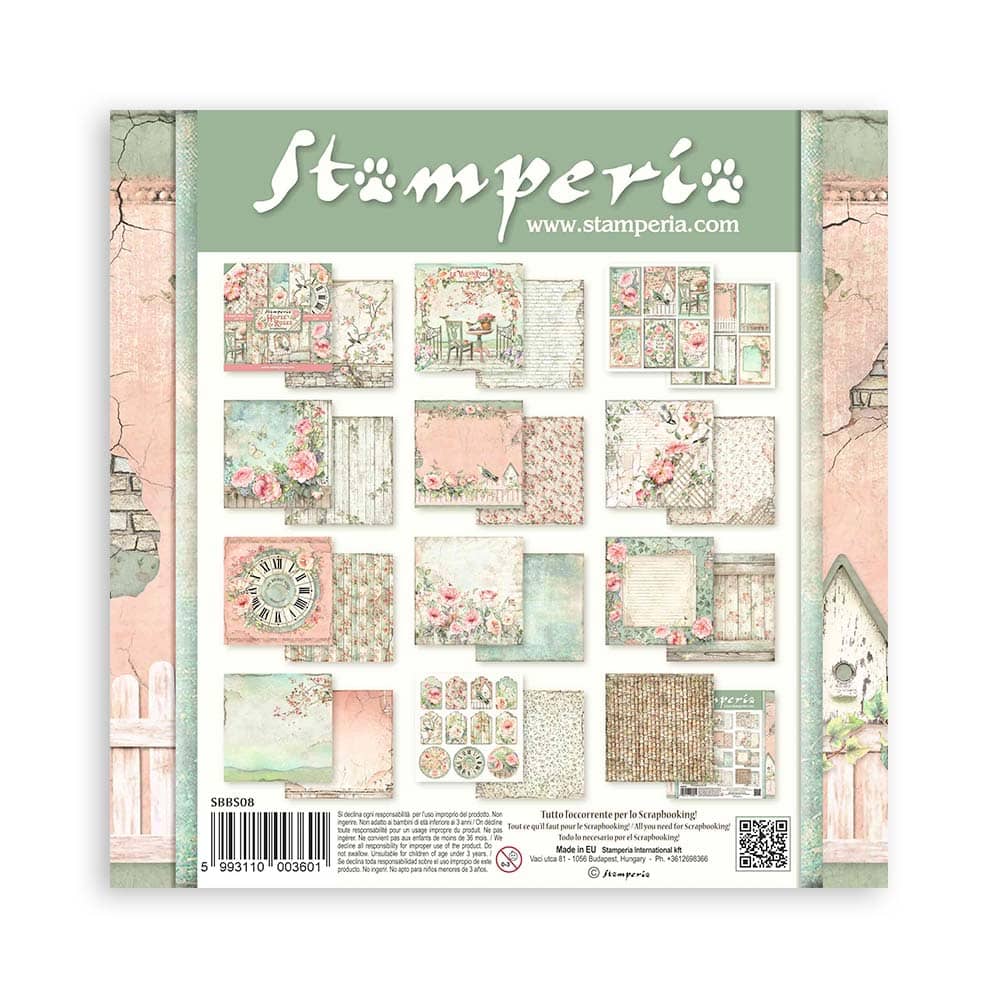 Scrapbookingpapper - House of Roses - Double faced - 15 - Stamperia - Tidformera