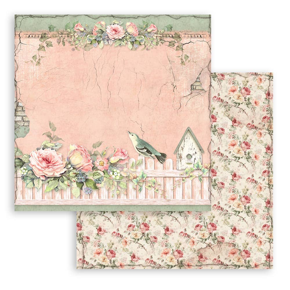Scrapbookingpapper - House of Roses - Double faced - 7 - Stamperia - Tidformera