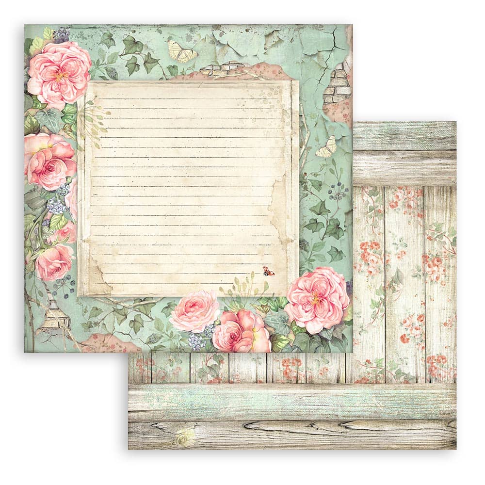 Scrapbookingpapper - House of Roses - Double faced - 11 - Stamperia - Tidformera