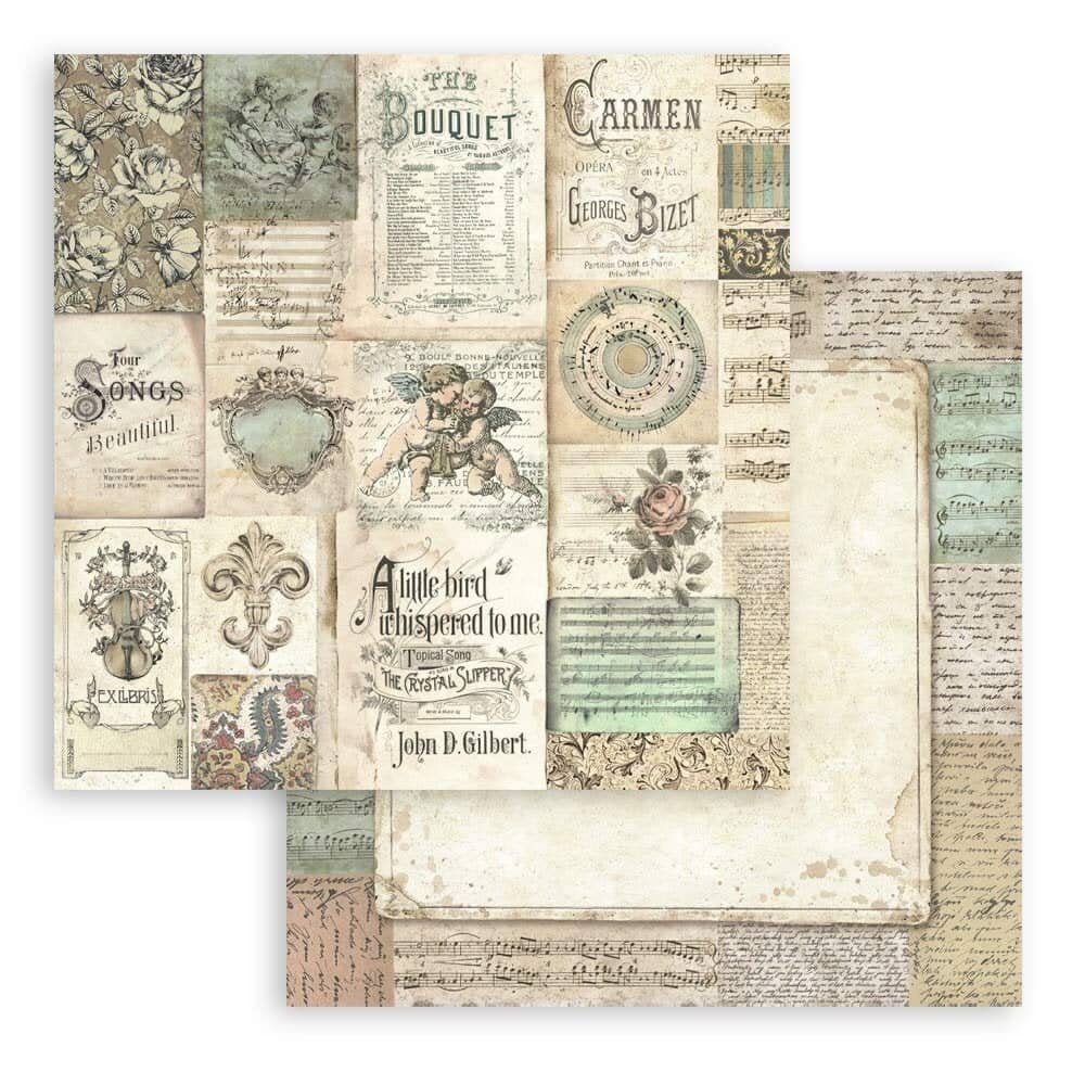 Scrapbookingpapper - Music - 3 - Stamperia - Tidformera