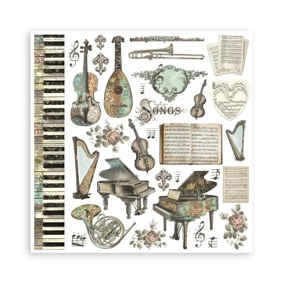 Scrapbookingpapper - Music - 9 - Stamperia - Tidformera