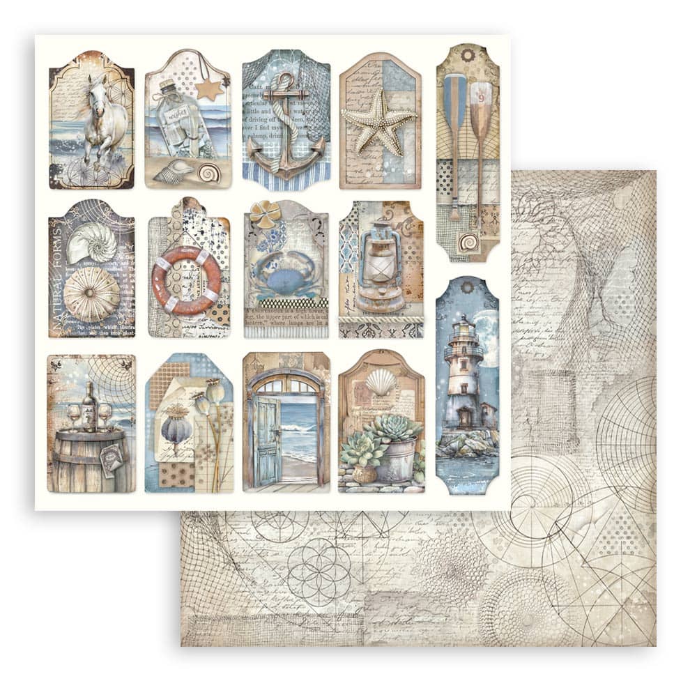 Scrapbookingpapper - Silent Sea - Double faced - 30 - Stamperia - Tidformera