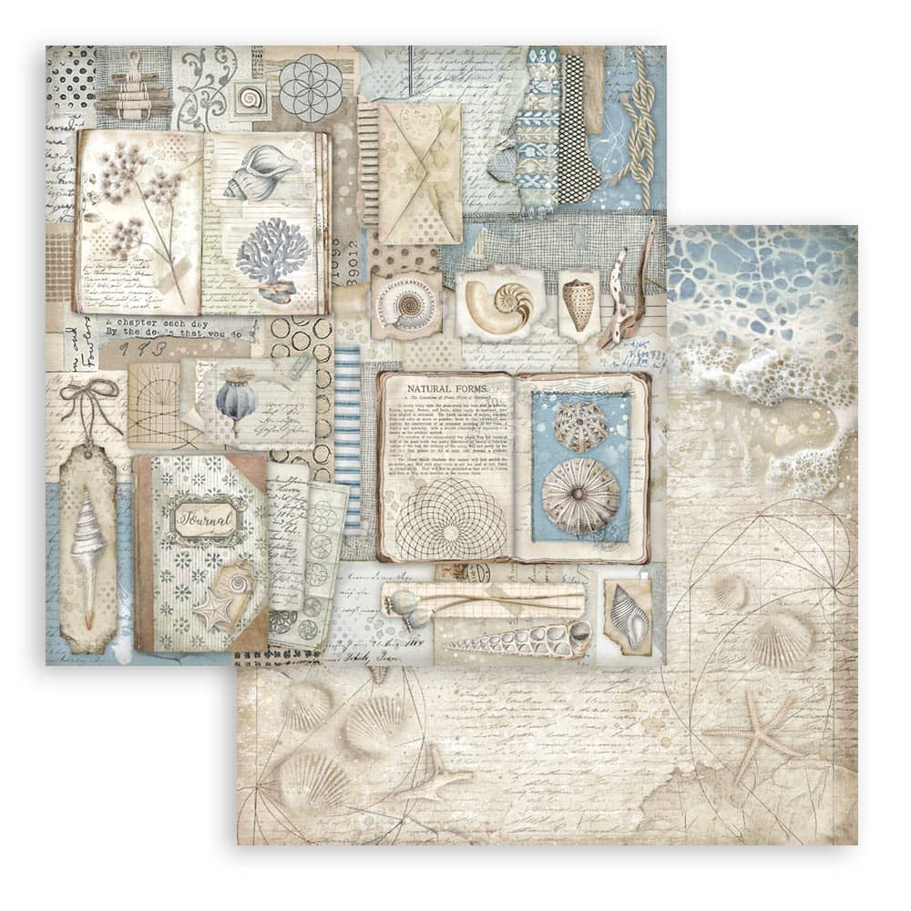 Scrapbookingpapper - Silent Sea - Double faced - 24 - Stamperia - Tidformera