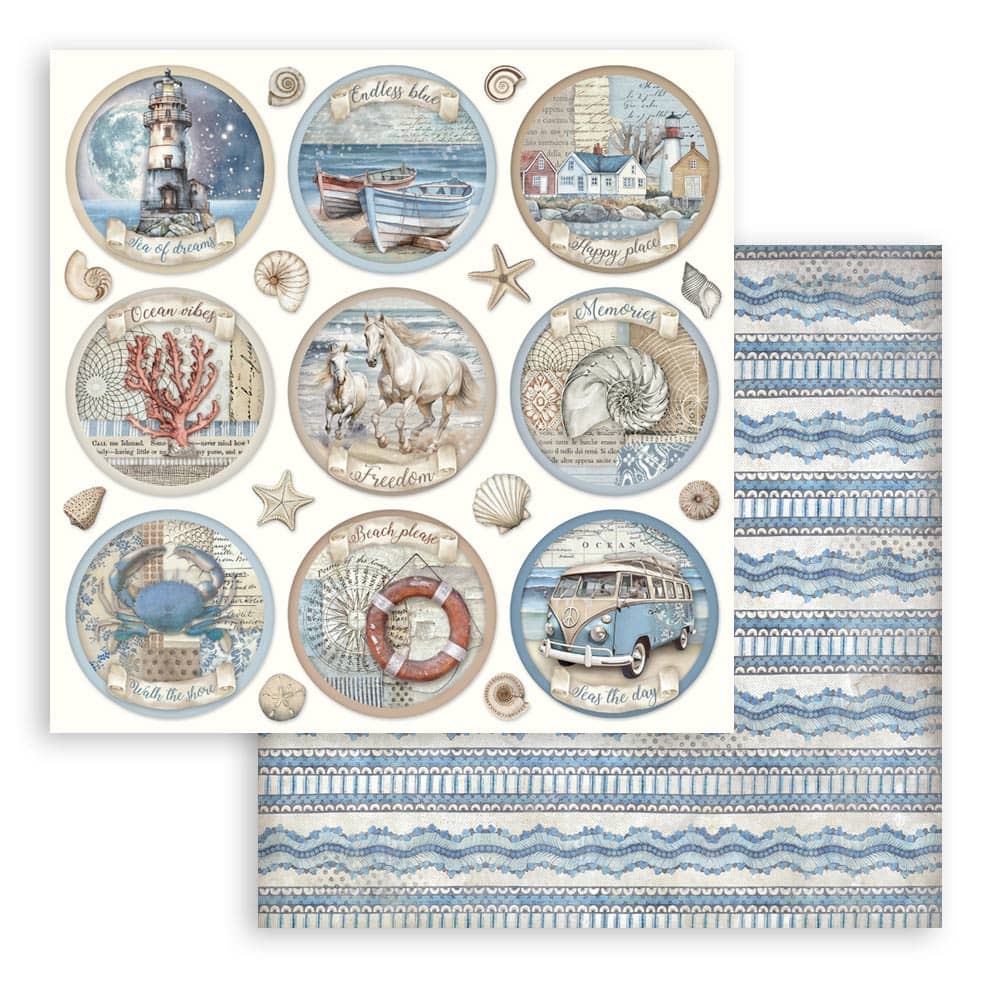 Scrapbookingpapper - Silent Sea - Double faced - 27 - Stamperia - Tidformera