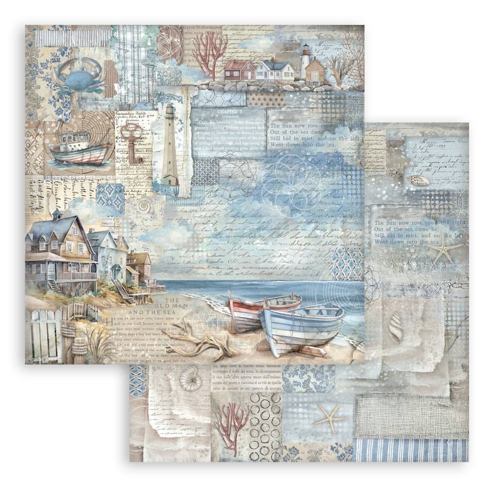 Scrapbookingpapper - Silent Sea - Double faced - 18 - Stamperia - Tidformera