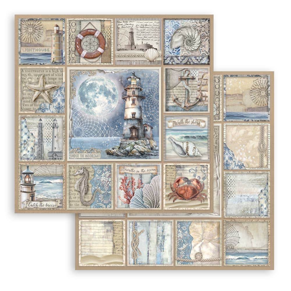 Scrapbookingpapper - Silent Sea - Double faced - 9 - Stamperia - Tidformera