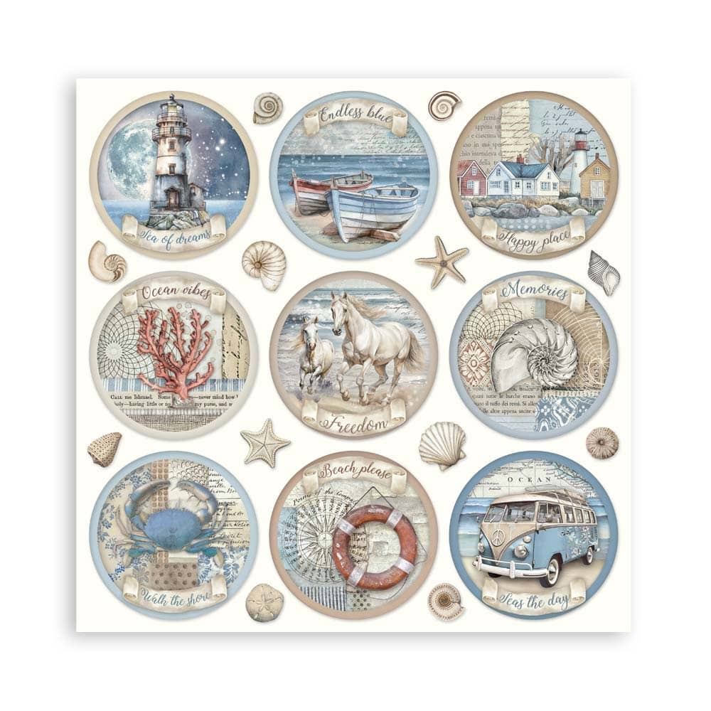 Scrapbookingpapper - Silent Sea - Double faced - 28 - Stamperia - Tidformera