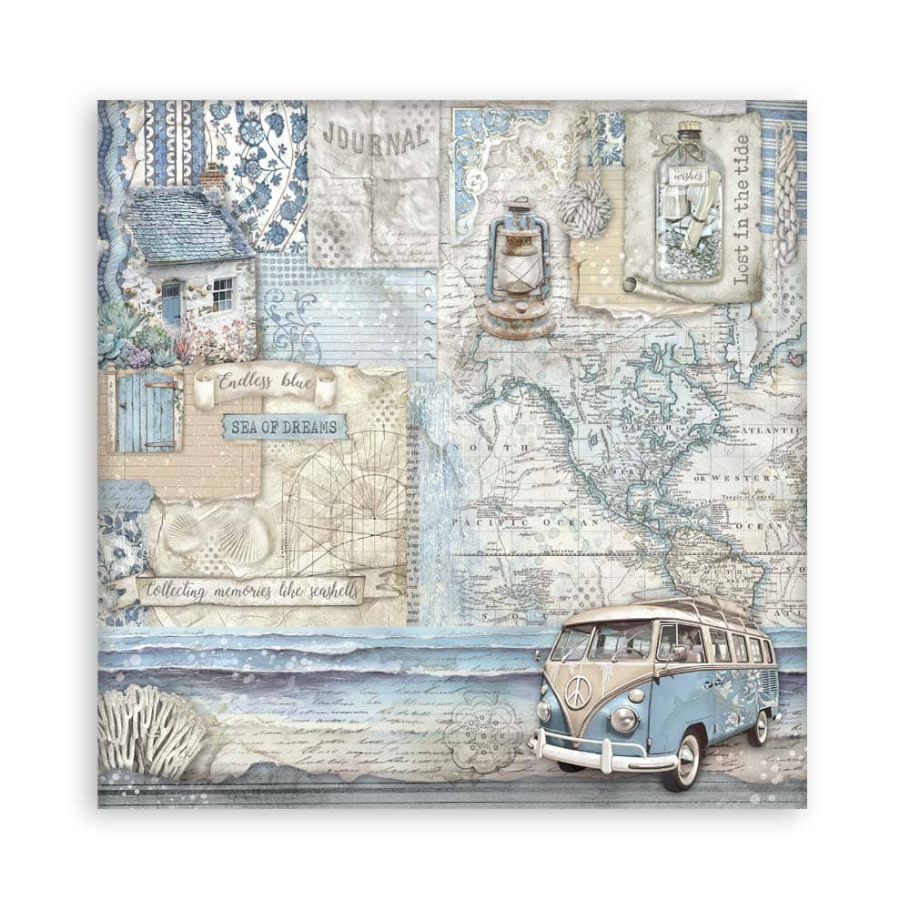 Scrapbookingpapper - Silent Sea - Double faced - 13 - Stamperia - Tidformera