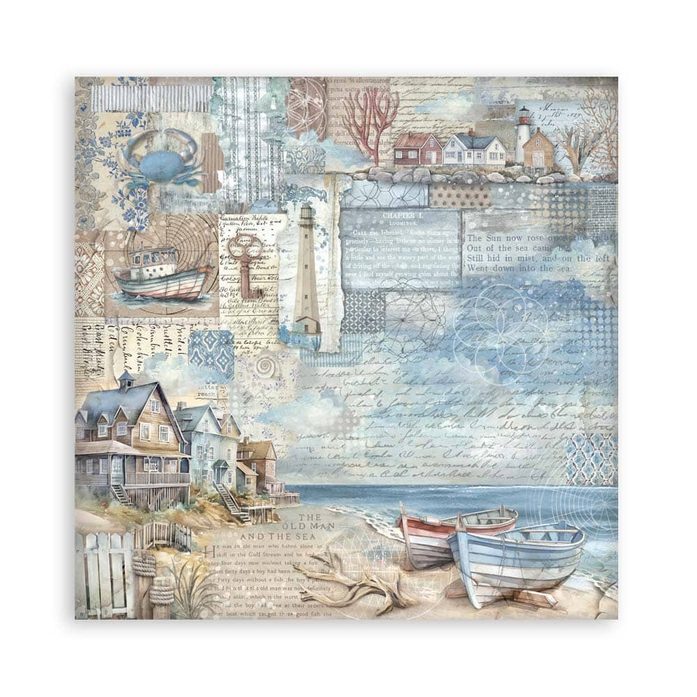 Scrapbookingpapper - Silent Sea - Double faced - 19 - Stamperia - Tidformera