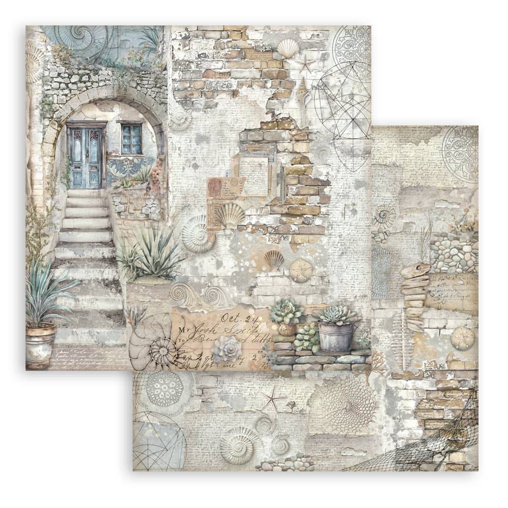 Scrapbookingpapper - Silent Sea - Double faced - 15 - Stamperia - Tidformera