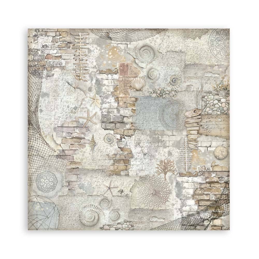 Scrapbookingpapper - Silent Sea - Double faced - 17 - Stamperia - Tidformera