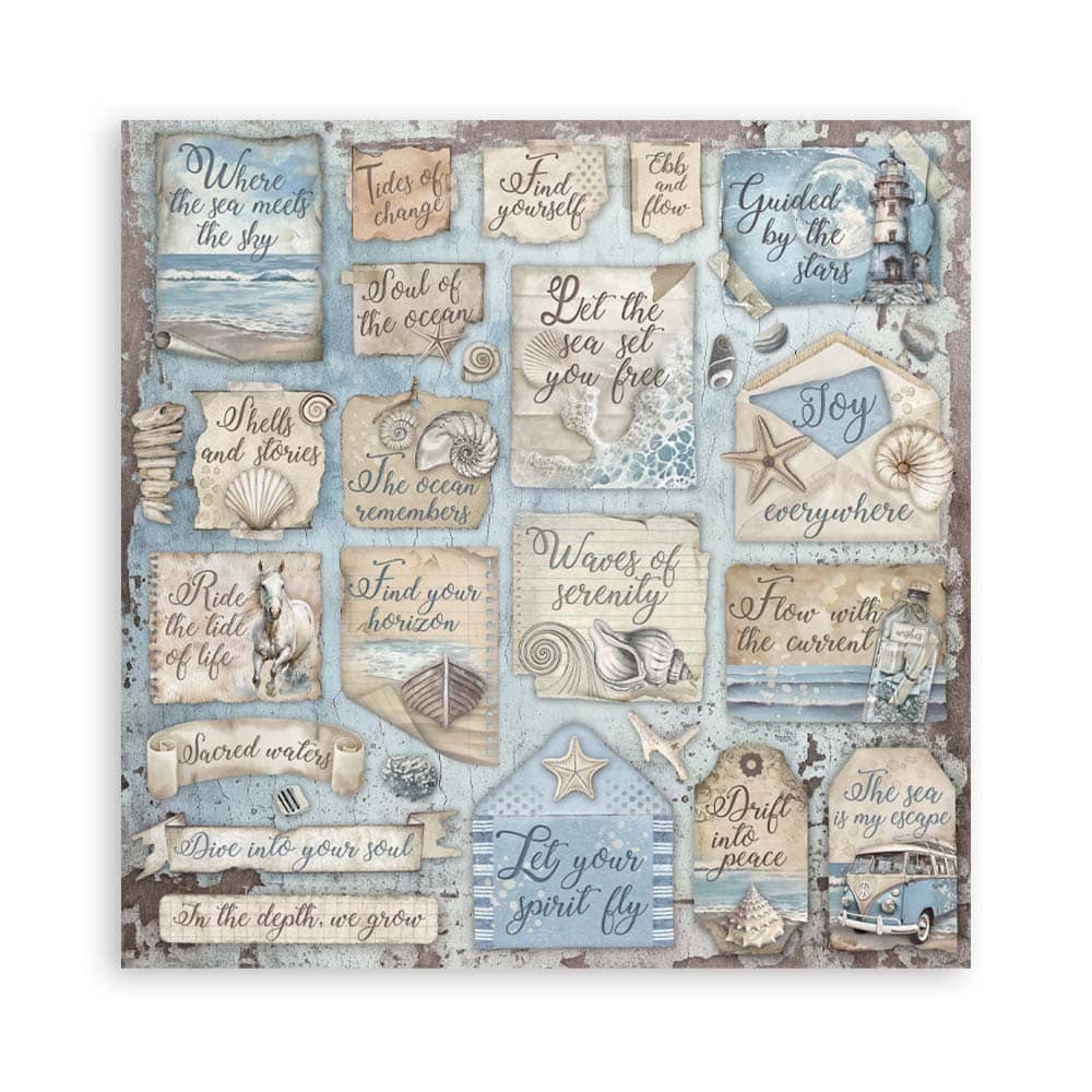 Scrapbookingpapper - Silent Sea - Double faced - 2 - Stamperia - Tidformera