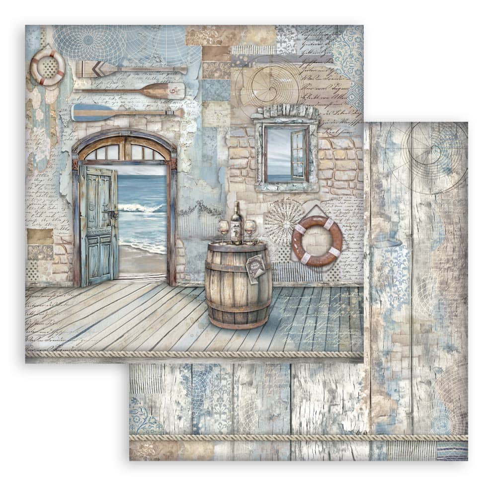 Scrapbookingpapper - Silent Sea - Double faced - 3 - Stamperia - Tidformera