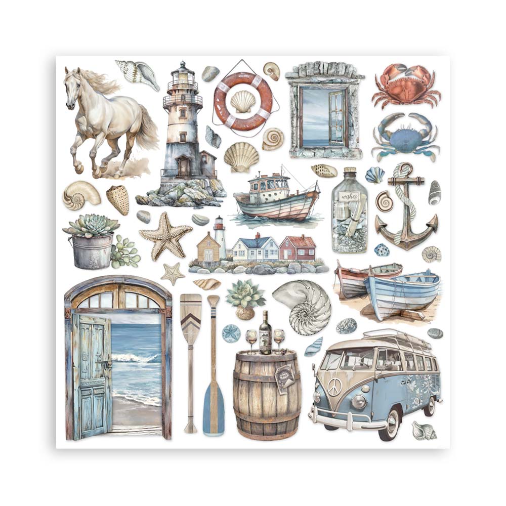 Scrapbookingpapper - Silent Sea - Double faced - 33 - Stamperia - Tidformera