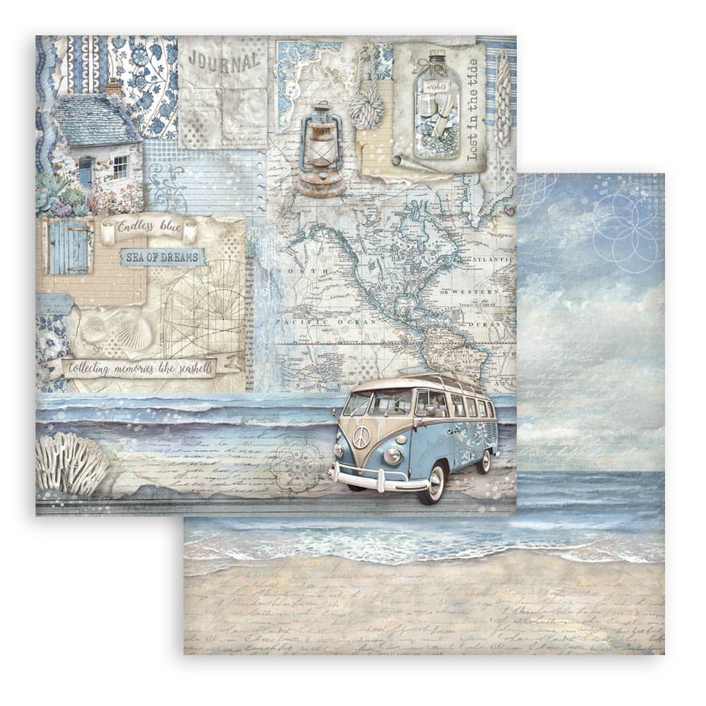 Scrapbookingpapper - Silent Sea - Double faced - 12 - Stamperia - Tidformera