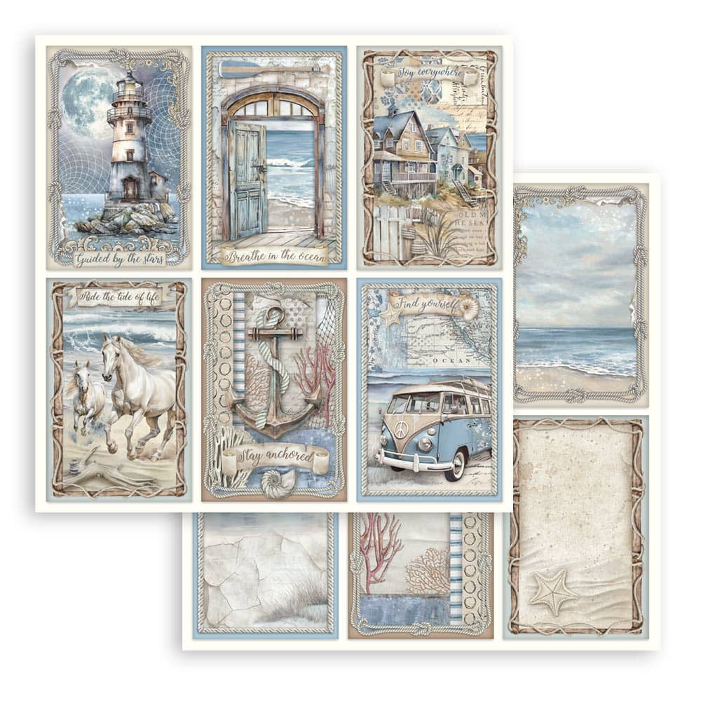 Scrapbookingpapper - Silent Sea - Double faced - 21 - Stamperia - Tidformera