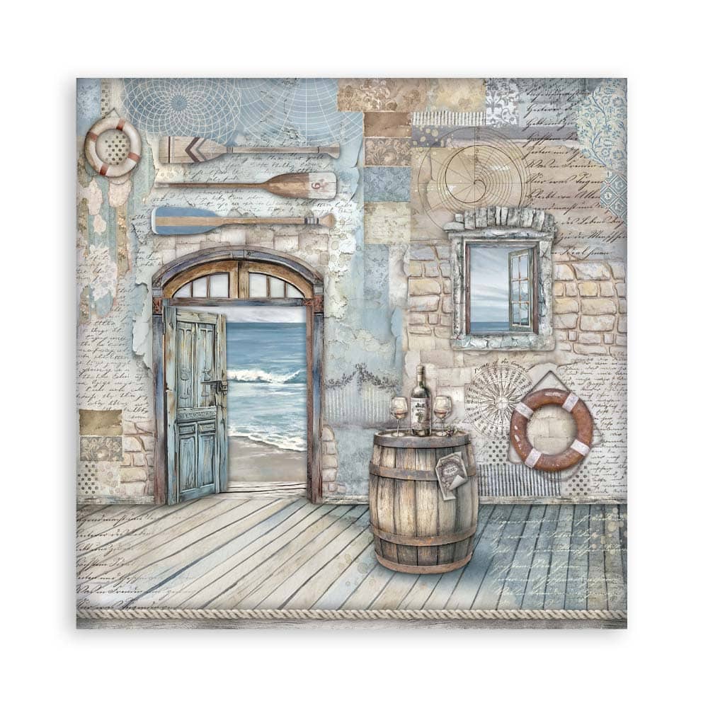 Scrapbookingpapper - Silent Sea - Double faced - 4 - Stamperia - Tidformera