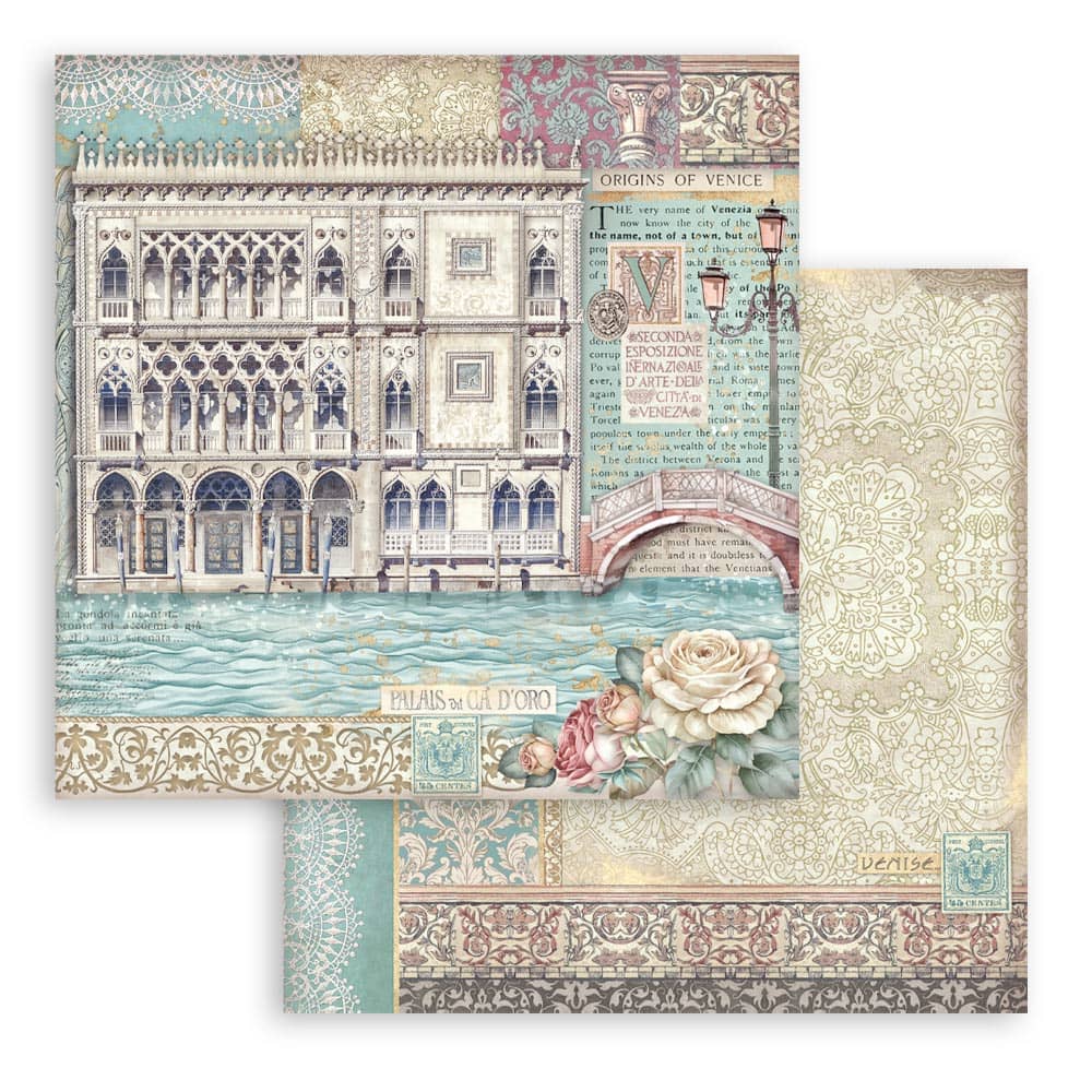 Scrapbookingpapper - Venice City of Art - Double faced - 3 - Stamperia - Tidformera