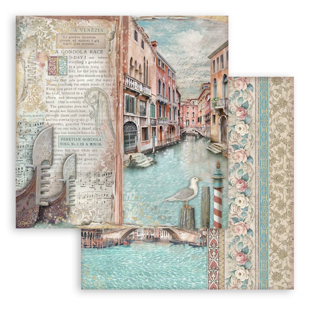 Scrapbookingpapper - Venice City of Art - Double faced - 5 - Stamperia - Tidformera